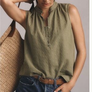 Anthropologie Cloth & Stone Textured Henley Tank. NWT